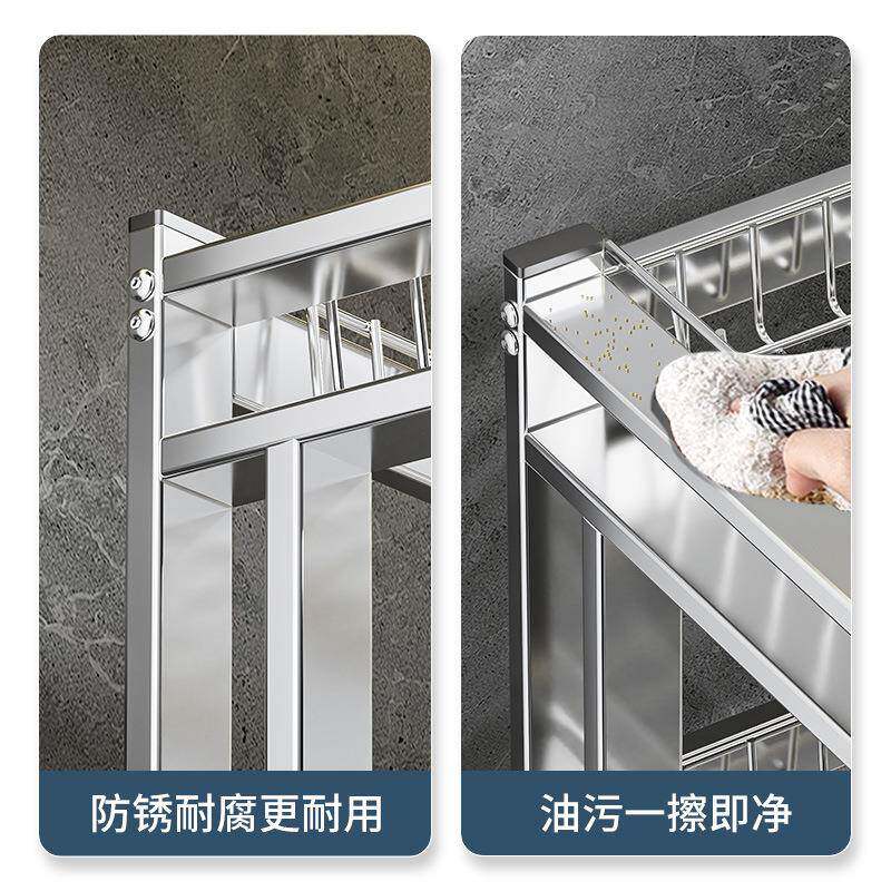 新款304多不锈钢水槽架用家厨房台面碗碟收纳加宽水槽置物架沥功