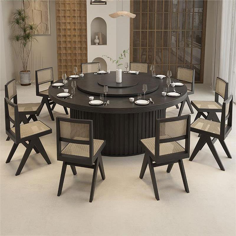 式岩中板A-16酒大圆桌餐桌店餐桌餐厅会新所电动旋转转盘酒店电动