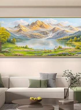 东高西聚金财山水323232墙聚宝盆壁画沙发背景墙装饰画背靠山风景