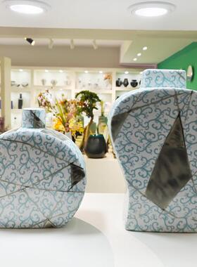 新中家居装饰PRG品花玄关创客厅摆件式复古文艺意插水培陶瓷花瓶