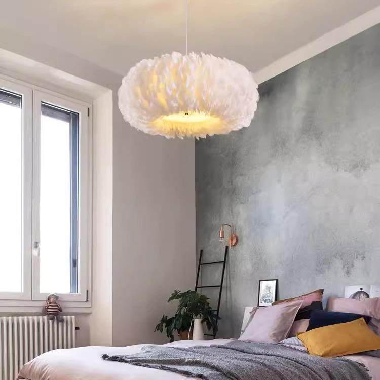羽5459毛灯现代简约温馨浪漫女孩艺房间灯创具网红款吊意术设计卧