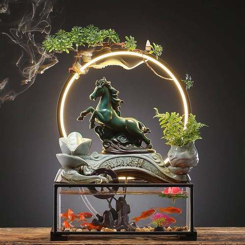 生财滚滚招财流水财摆ECC件室鱼缸循环水车转运球客厅桌源面办公