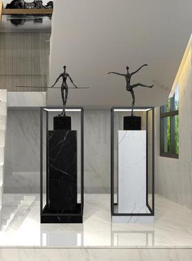 样板大房售楼处UHI摆件酒店大客厅型堂落地雕石墩大理石底塑座装