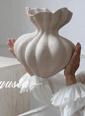 式侘寂插花瓶摆件客宿厅茶PRZ法几餐桌吧台民干酒店奶油花器软装