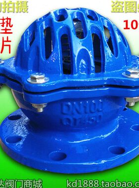 H42X-10球墨铸铁底阀蓝色法兰水泵底阀抽吸水阀3寸4寸6寸DN80 100