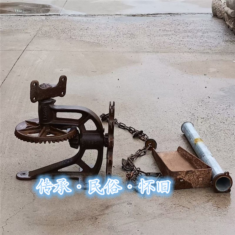 民俗怀旧老物件农耕文化生产x大队D铁水车牛拉人推手摇水车木龙骨