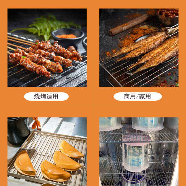 不锈钢长方形烧烤网架子带手柄加粗户外烤肉篦子加密烤肉网片工具