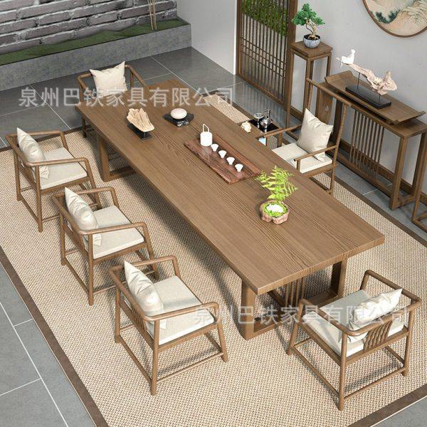 新中式实木屏风茶桌家用茶室茶台一体简约阳台公泡茶桌一桌五椅,商业/办公家具,茶台/茶桌,淘宝优惠券,粉丝福利购,淘宝优惠卷