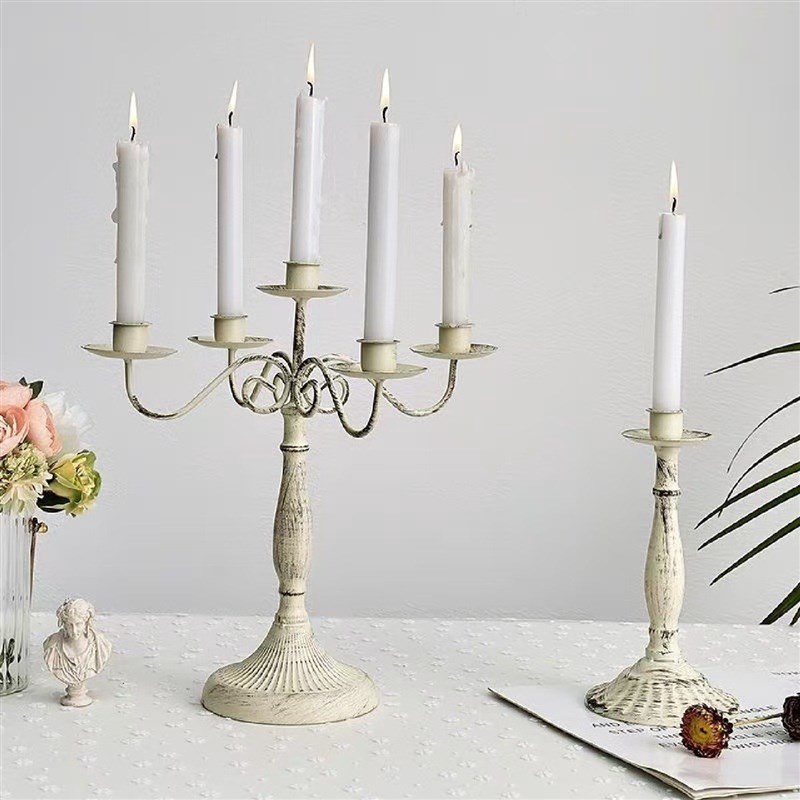 北欧覆古烛台摆件欧n式蜡烛台客厅餐桌装饰浪漫烛光晚餐道具用品