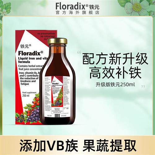 Floradix 德国升级版铁元添加B族维生素补铁调气养血营养品250ml