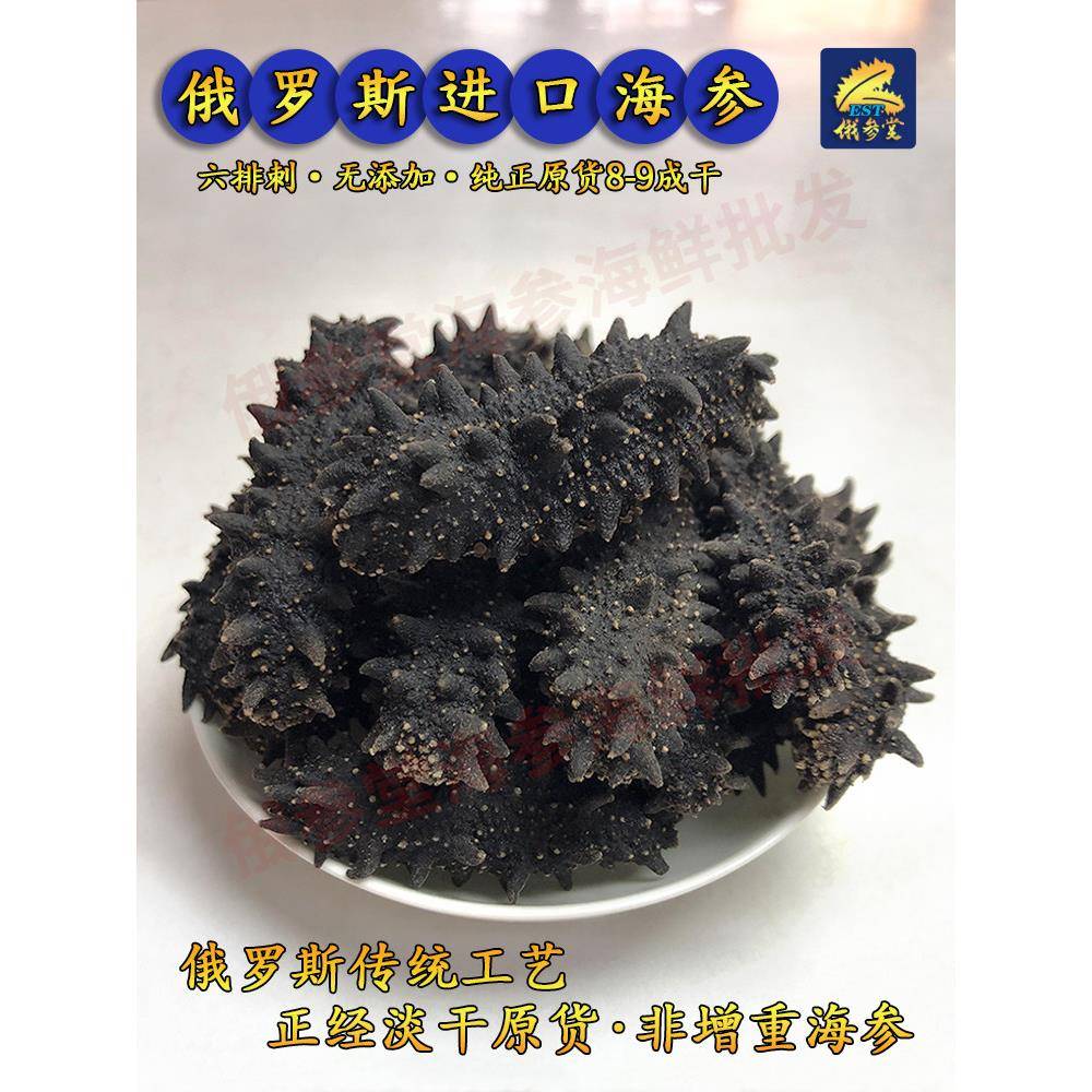 俄罗斯野生轻干海参干货50克特惠价两红六行海参80%干原装非即食