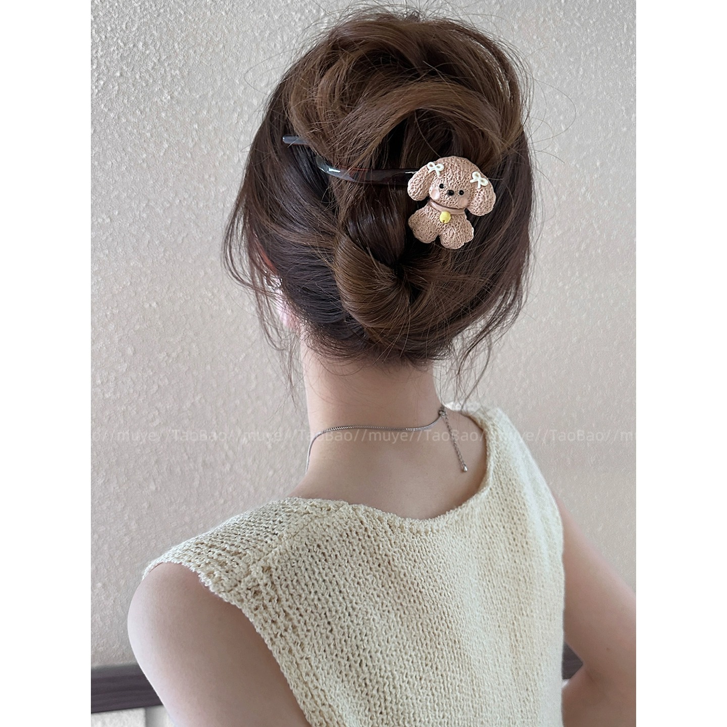 可爱小狗扭扭夹发夹女2025新款后脑勺盘发一字夹头饰高级感抓夹