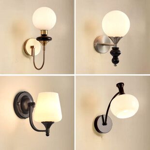 中古风客厅壁灯法式复古玻璃高级温馨卧室床头灯走廊过道楼梯灯具