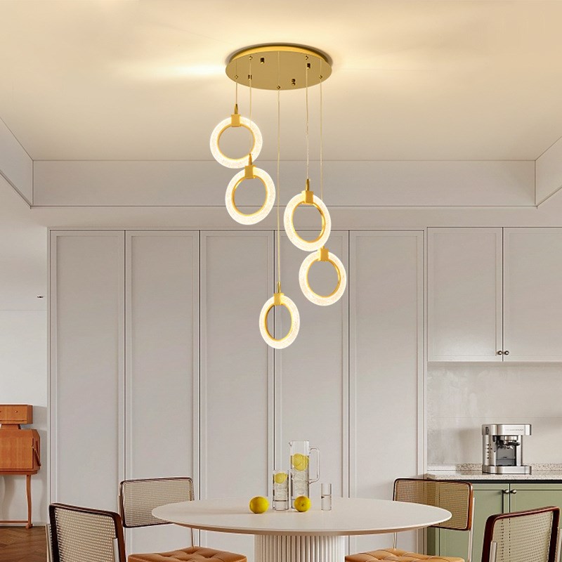 现代别墅楼梯灯简约圆形创意餐厅客厅loft公寓复式楼Y旋转长大吊