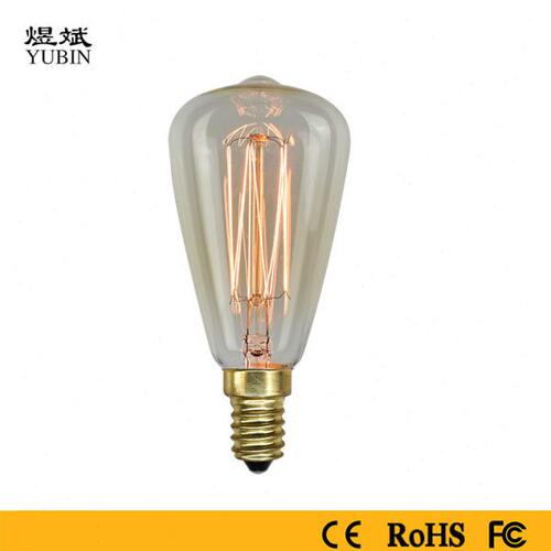 E14小螺口装饰灯ST48爱迪生钨丝灯泡40W小奶嘴跑吊钟泡酒吧小头灯
