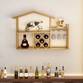 北欧铁艺小房子红酒架墙上壁挂式 装 饰创意餐厅客厅展示酒柜酒杯架
