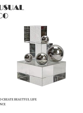 现代简约欧式轻i奢水晶几何体星球摆件样板房售楼处软装饰品