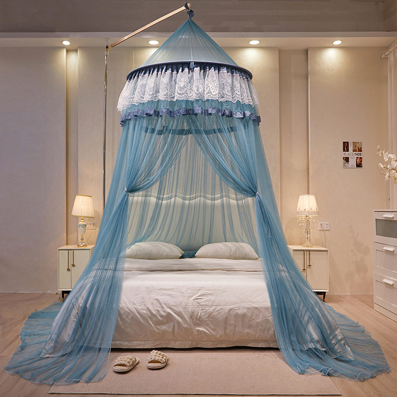 新款 天地杆吊挂式圆顶公主风蚊帐加密落地可折叠蚊帐厂家直销发