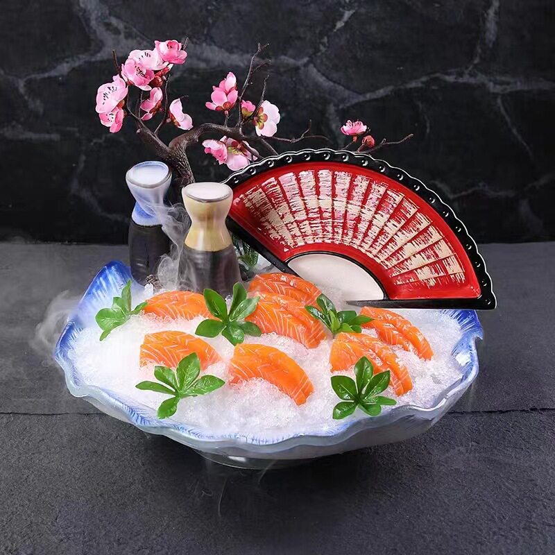 新款 日式陶瓷饺子盘蒸饺蒸虾小吃创意点心盘带醋碟寿司盘蘸料碟