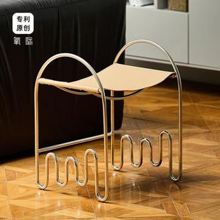 氧际|布鲁斯凳现代简约梳妆凳换鞋凳化妆凳真皮沙发凳子包豪斯风