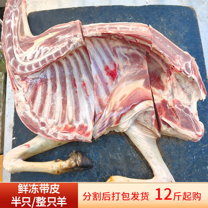 新鲜冷冻内蒙散养带皮黑脚山羊整只半只羊酮体分割打包带排前后腿