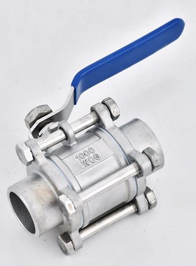 304/316LQ61F-16P不锈钢三片式焊接螺纹球阀3PC对焊阀门4分6分15