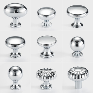 银色圆形拉手现代简约橱柜子抽屉衣柜门鸽子蛋法式高级感单孔把手
