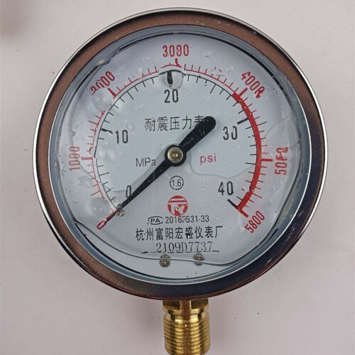 杭州宏盛耐震压力表YN100 0-1.6MPA油压充油压力表规格齐全