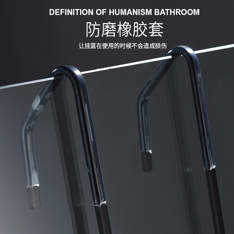 免打孔淋浴房挂篮浴室置物架卫生间洗澡间玻L璃门挂架304不锈钢长