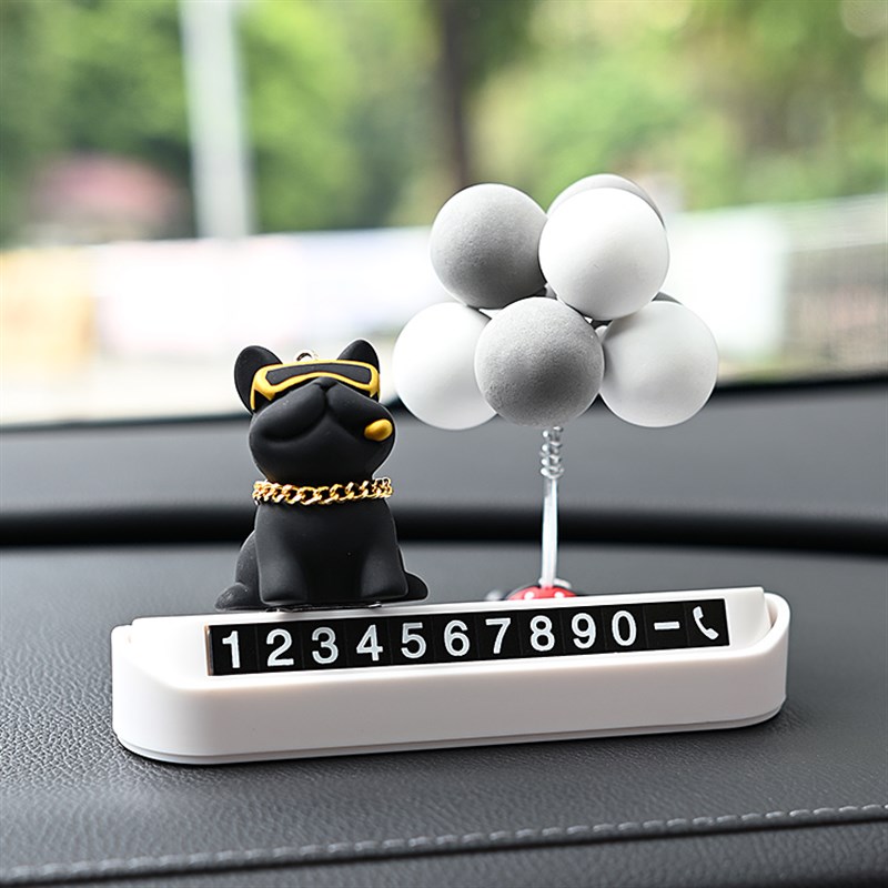 新款创意法斗狗临时停车号码牌夜光挪车H卡电话牌移车汽车装饰摆