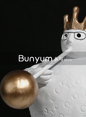 简约现代卡通人物雕塑摆件酒店玄关售楼售楼处处样U板房间软装饰