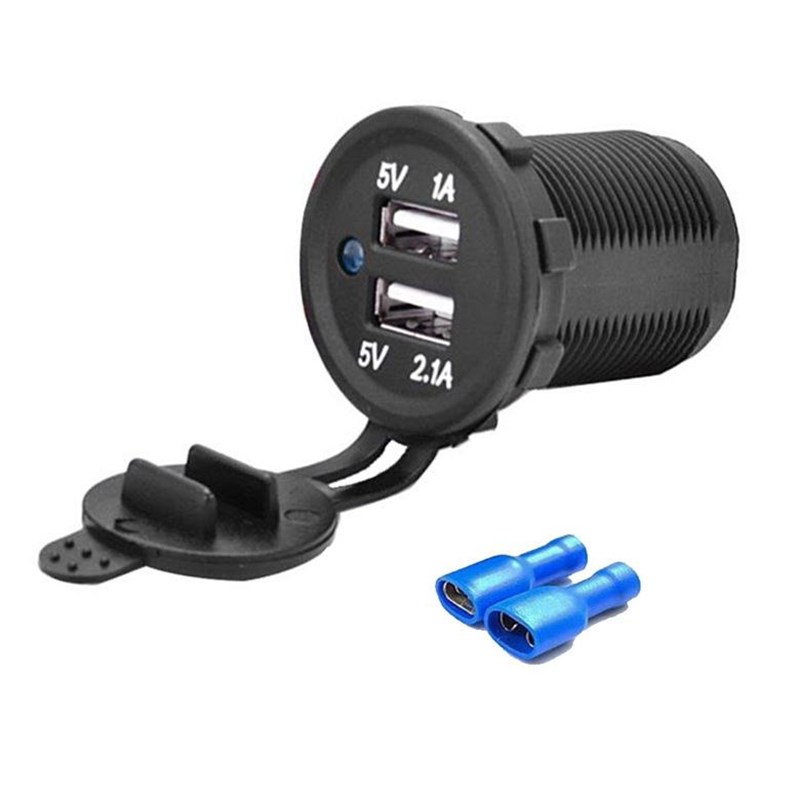 热销汽车房车公家车改装双USB接口手机车充QC3.1A输入1W2-24V通用