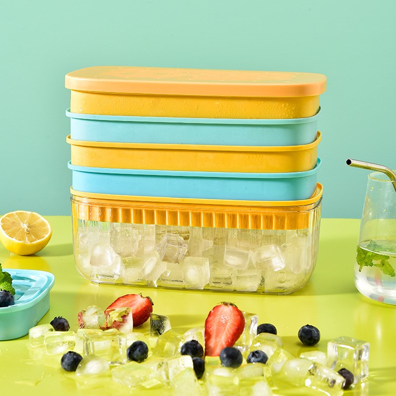 按压硅胶冰格冰块模具家s用易脱模制冰储存盒速冻神器储冰制冰盒