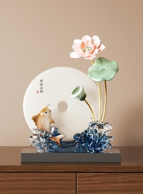 高级感年年有鱼寓意摆件乔迁x新居礼物轻奢客厅电视柜玄关软装饰