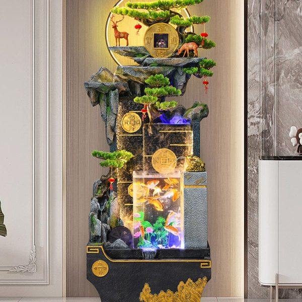 假山流水摆件鱼缸客厅办公室招财落地循环水幕墙造景喷泉乔迁礼物,家居饰品,落地摆件,淘宝优惠券,粉丝福利购,淘宝优惠卷