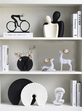 黑白系列树脂陶瓷工艺q品摆件家居软装饰品空间艺术亲友送礼佳选