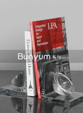 现代家居软装几何水m晶书档摆件样板房间售楼处书房桌面书靠书立