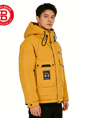 宾玛（男装）2025新款工装风连帽男加厚保暖外套冬季254OBH1903