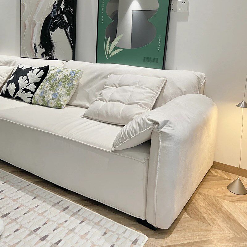 大象耳朵科技布艺沙发小户型简约现代客厅豆腐块轻奢直排奶油沙发