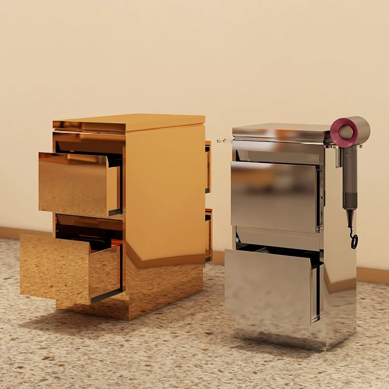 发廊专用不锈钢储物柜理发店工具柜发型师抽屉式美发产品落地柜子