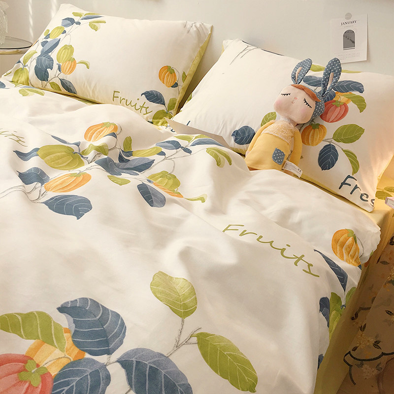 ins美式田园纯棉床上四件套100全棉小清新床品三件套床单被套床笠