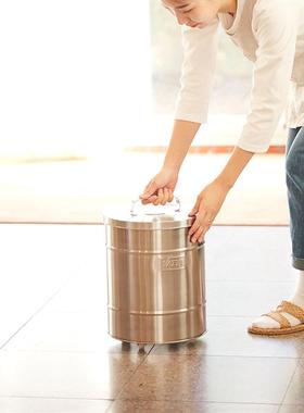 韩国进口VATYA不锈钢304米桶家用防虫防潮18L密封桶加厚储存米罐