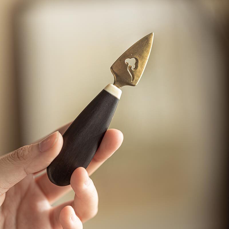 日式祥云大红酸枝木铜茶刀普洱茶饼茶砖开茶叶撬茶工具茶锥茶针
