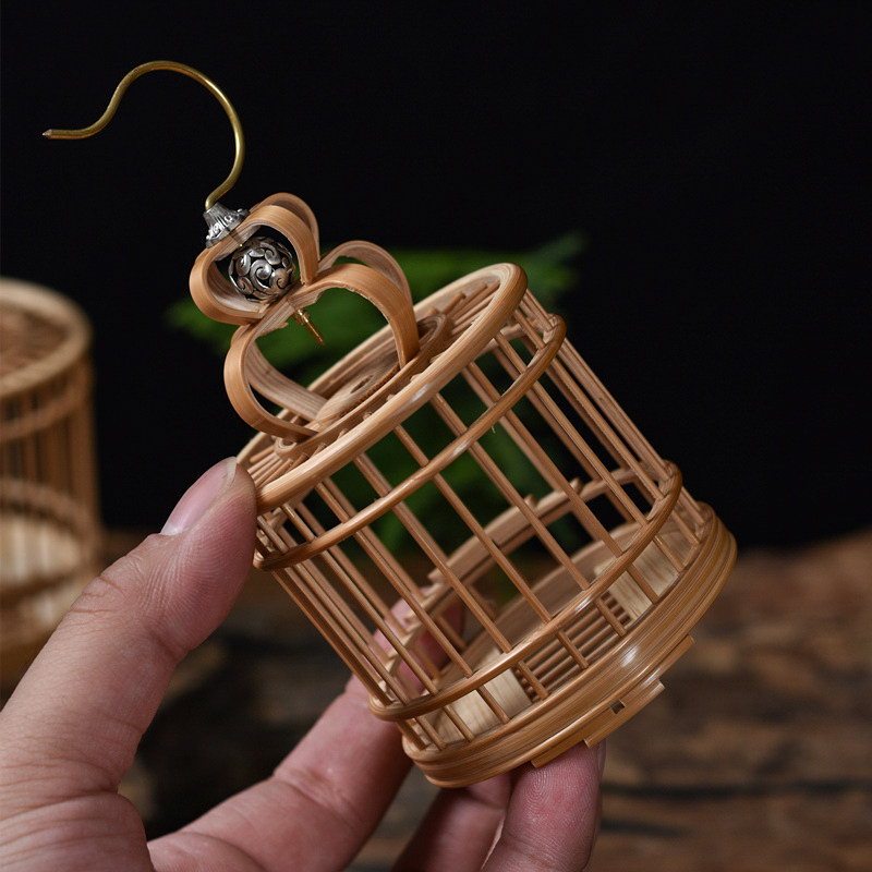 玉竹纯手工蝈蝈笼子鸣虫器具 精品蛐蛐屋袖珍小鸟笼虫具文玩摆件