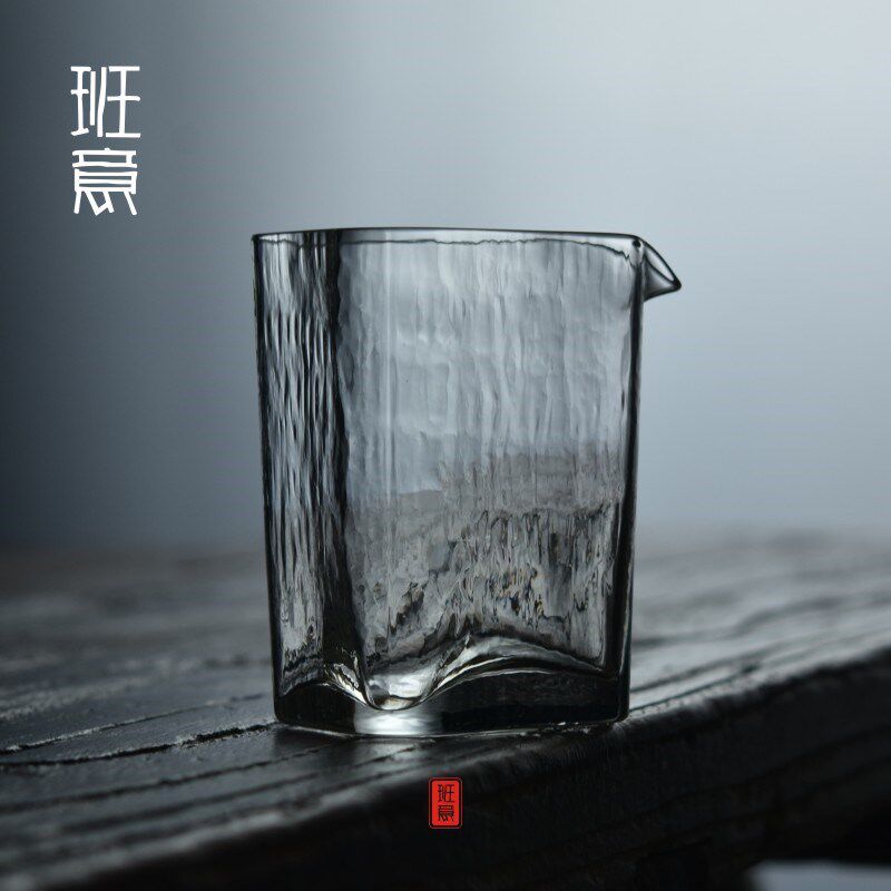 锤纹日式加厚耐热玻璃公道杯 茶海功夫茶具尖嘴匀杯透明三角公杯