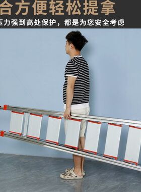德国进口不锈钢梯子家用人字梯折叠梯铝合金踏板爬梯八步九步阁楼