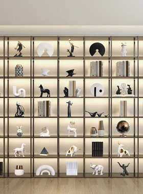 新中式轻奢高档家居装饰品摆件书柜F客厅办公室展示柜软装工艺品