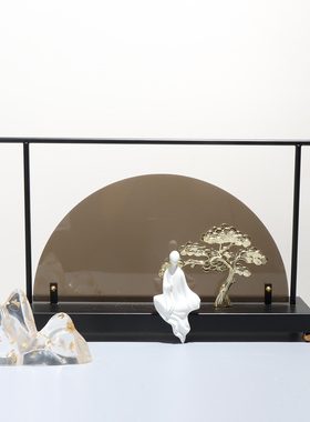 新中式禅意风景屏风摆件样板间书B房玄关酒店博古架茶室家居软装