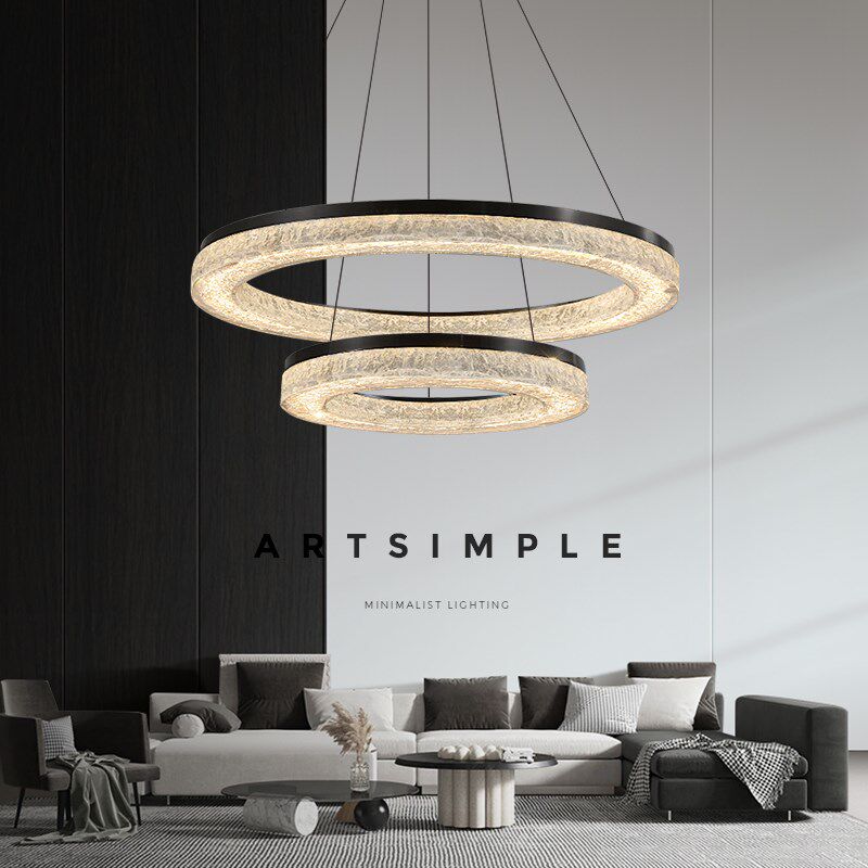 全铜意式极简客厅吊灯轻r奢高级感大气挑空复式楼别墅客厅餐厅吊