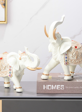 大象摆件玄关客厅l酒柜电视柜博古架轻奢高档乔迁家居软装饰品礼